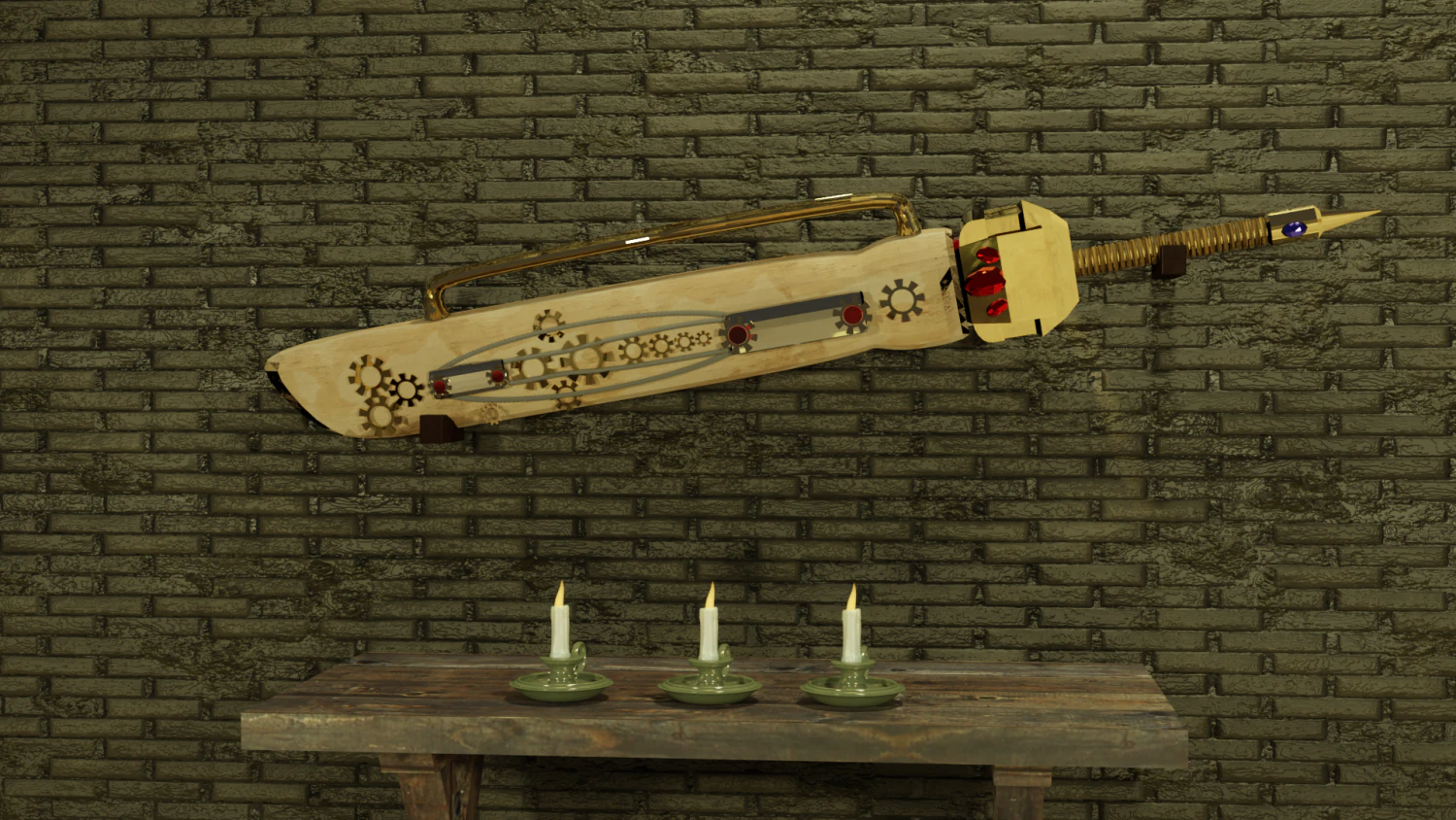 Steampunk sword 3D Model .c4d .max .obj .3ds .fbx .stl .blend 