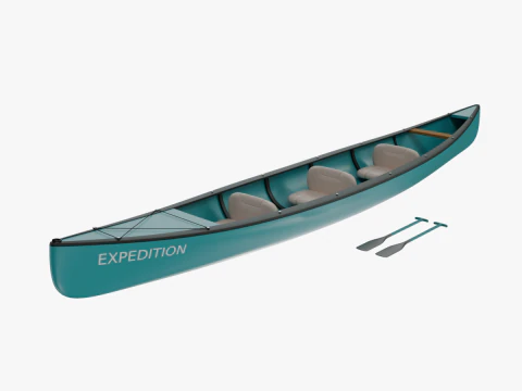 Canoe with Paddle 3D Model
