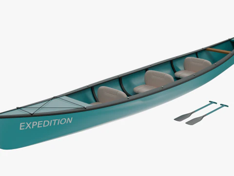 Canoe with Paddle 3D Model