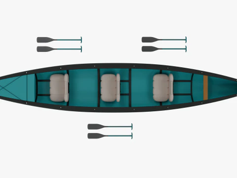 Canoe with Paddle 3D Model