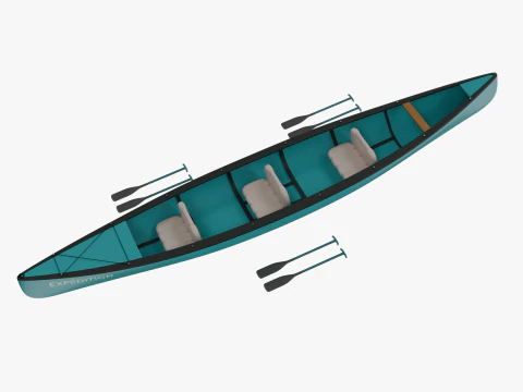 Canoe with Paddle 3D Model