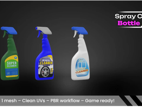 Spray Cleaner Bottle Low Poly PBR voor Unity-Unreal 3D Model