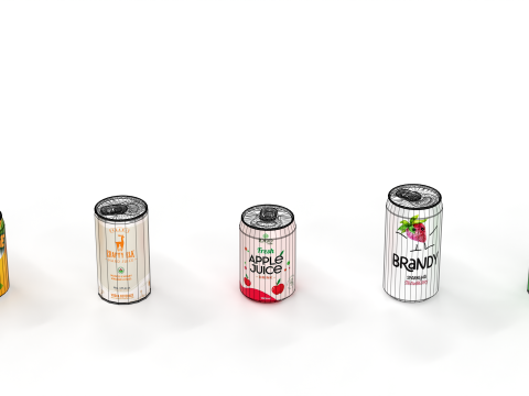 Game Ready Juice Can Low-Poly PBR Pack 3D 모델