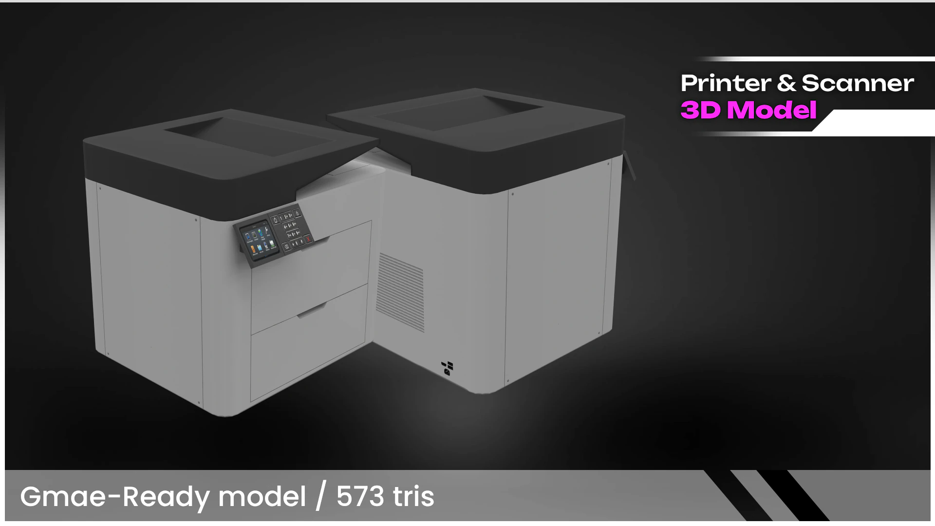 Multifunction Office Printer - Scanner 3D Model .c4d .max .obj .3ds .fbx .stl .blend 