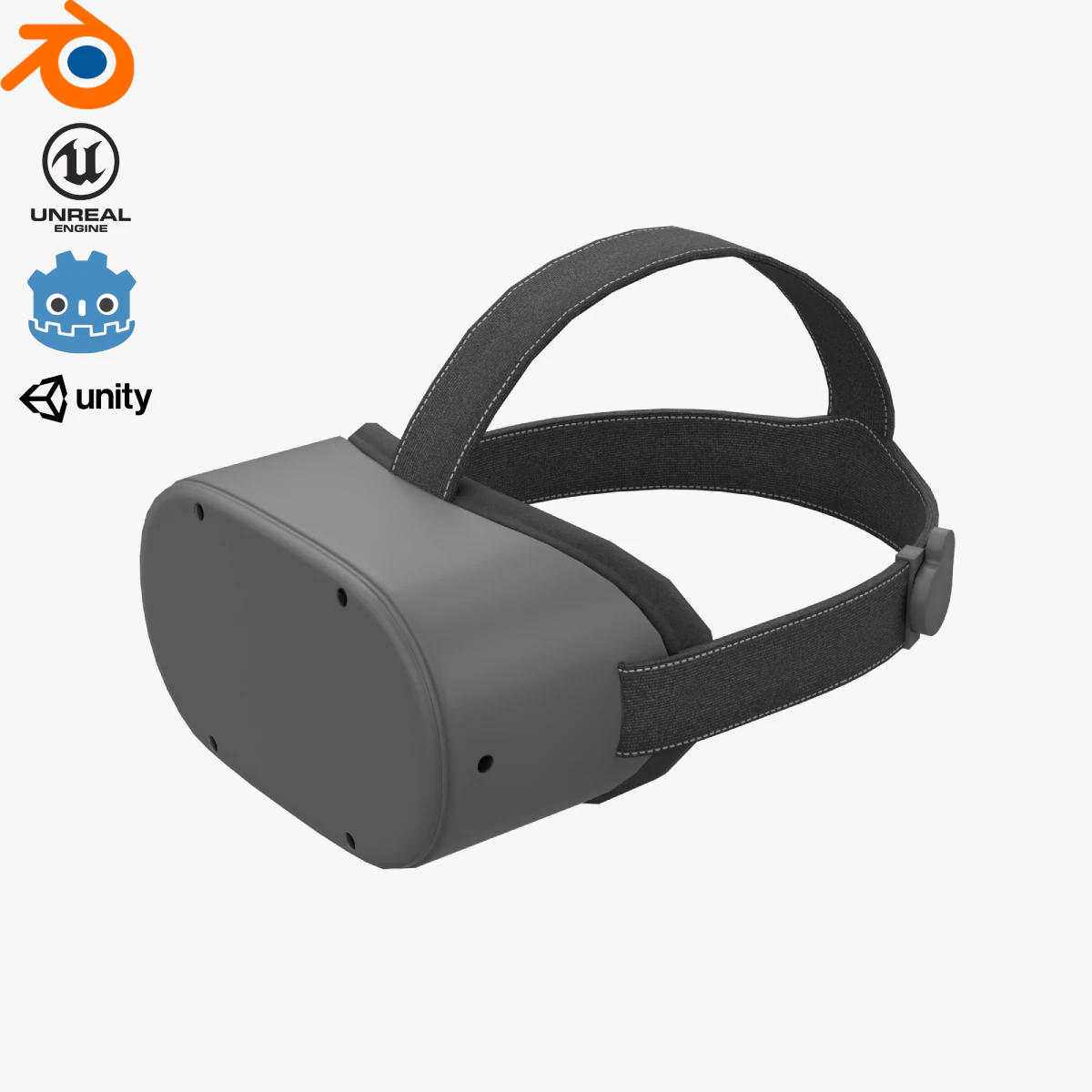 Realistic VR Headset PBR Low-poly 3D Model .c4d .max .obj .3ds .fbx .stl .blend