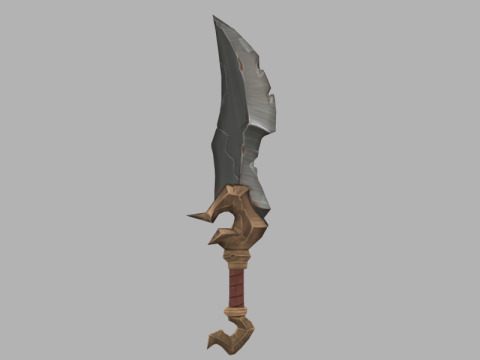 Stylized Ancient Stone-Gold Sword 3D Модель
