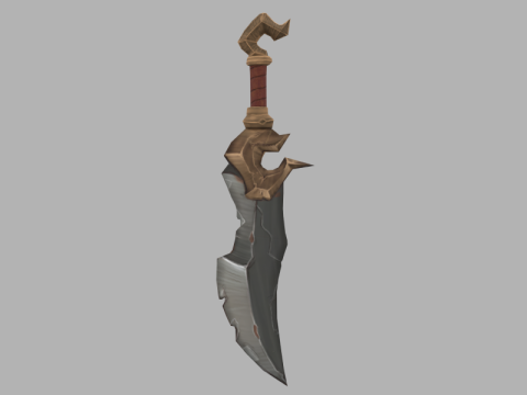 Stylized Ancient Stone-Gold Sword 3D Модель