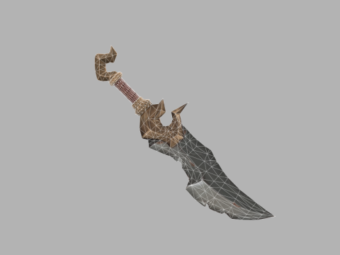 Stylized Ancient Stone-Gold Sword 3D Модель
