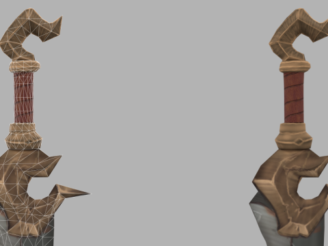 Stylized Ancient Stone-Gold Sword 3D Модель