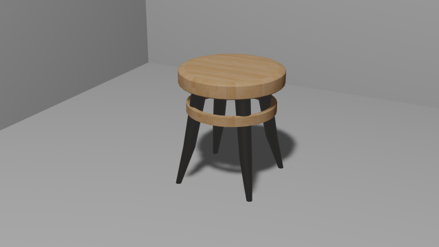 Wooden stool 3D Model .c4d .max .obj .3ds .fbx .stl .blend 