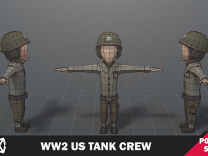 WW2 Us Tank Crew Soldier 3D Model