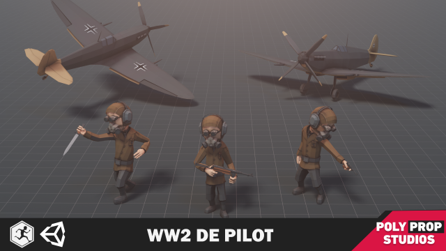WW2 DE Pilot Soldier Model 3D .c4d .max .obj .3ds .fbx .stl .blend 