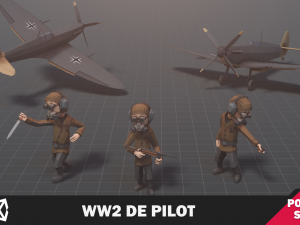 WW2 DE Pilot Soldier 3D Model