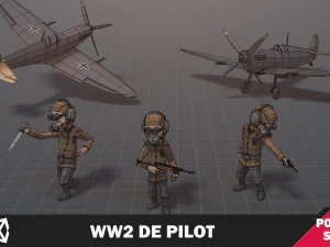 WW2 DE Pilot Soldier 3D Model