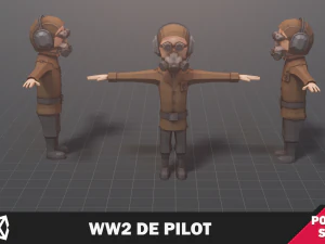 WW2 DE Pilot Soldier 3D Model