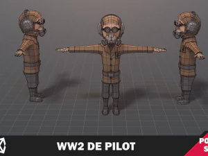 WW2 DE Pilot Soldier 3D Model