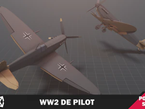 WW2 DE Pilot Soldier 3D Model