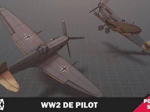 WW2 DE Pilot Soldier 3D Model