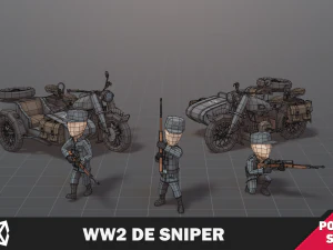 WW2 DE Sniper Soldier 3D Model