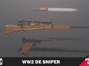 WW2 DE Sniper Soldier 3D Model
