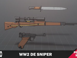 WW2 DE Sniper Soldier 3D Model
