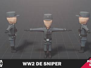 WW2 DE Sniper Soldier 3D Model