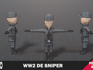 WW2 DE Sniper Soldier 3D Model