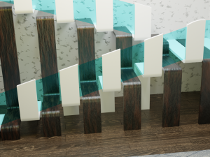 Design Staircase with wooden and plastic steps and glass inserts Model 3D