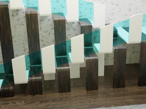 Design Staircase with wooden and plastic steps and glass inserts 3D Model