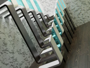 Design Staircase with wooden and plastic steps and glass inserts 3D Model