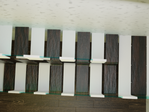 Design Staircase with wooden and plastic steps and glass inserts Model 3D