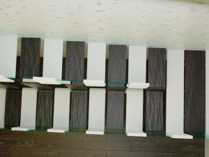 Design Staircase with wooden and plastic steps and glass inserts 3D Model