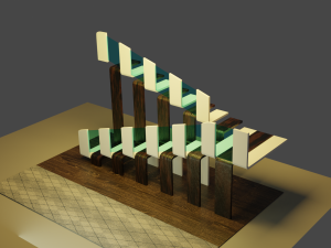 Design Staircase with wooden and plastic steps and glass inserts Model 3D