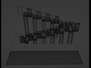 Design Staircase with wooden and plastic steps and glass inserts Model 3D