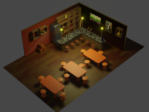 BAR PUB low-poly 3 D model Modèle 3D