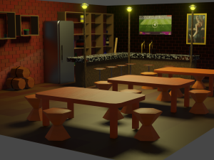 BAR PUB low-poly 3 D model Modèle 3D