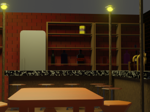 BAR PUB low-poly 3 D model Modèle 3D