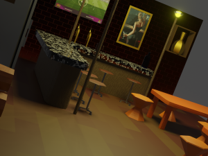 BAR PUB low-poly 3 D model Modèle 3D