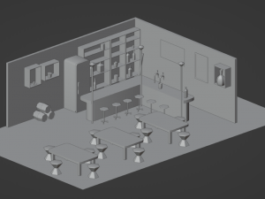 BAR PUB low-poly 3 D model Modèle 3D
