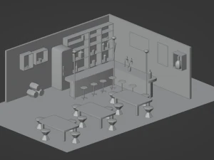 BAR PUB modelo 3D de baixo poli Modelo 3D