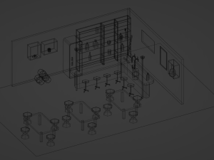 BAR PUB low-poly 3 D model Modèle 3D