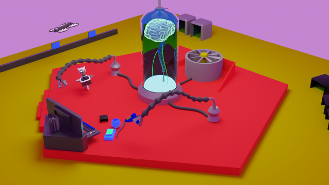 Cyber brain villain Low-poly 3Dモデル .c4d .max .obj .3ds .fbx .stl .blend 