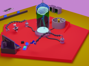 Cyber brain villain Low-poly 3D Модель