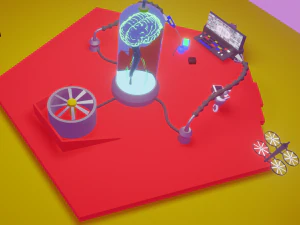 Cyber brain villain Low-poly 3D Model