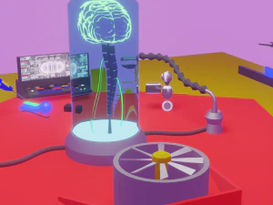 Cyber brain villain Low-poly 3D Model