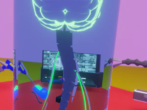 Cyber brain villain Low-poly 3D Model