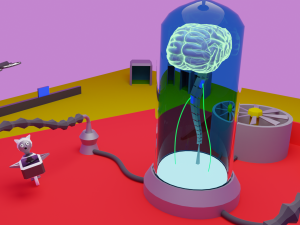 Cyber brain villain Low-poly 3Dモデル