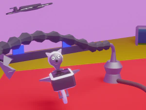 Cyber brain villain Low-poly 3D Model