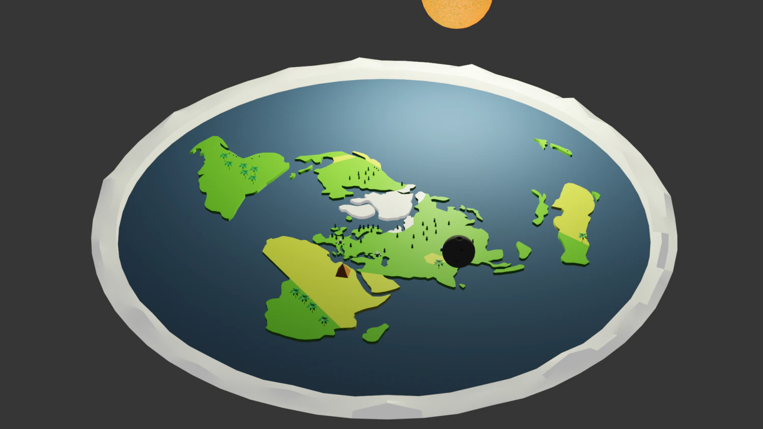 Flat earth low-poly 3D Low-poly 3D Model .c4d .max .obj .3ds .fbx .stl .blend 