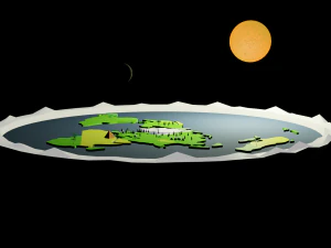 Flat earth low-poly 3D Low-poly 3D Model